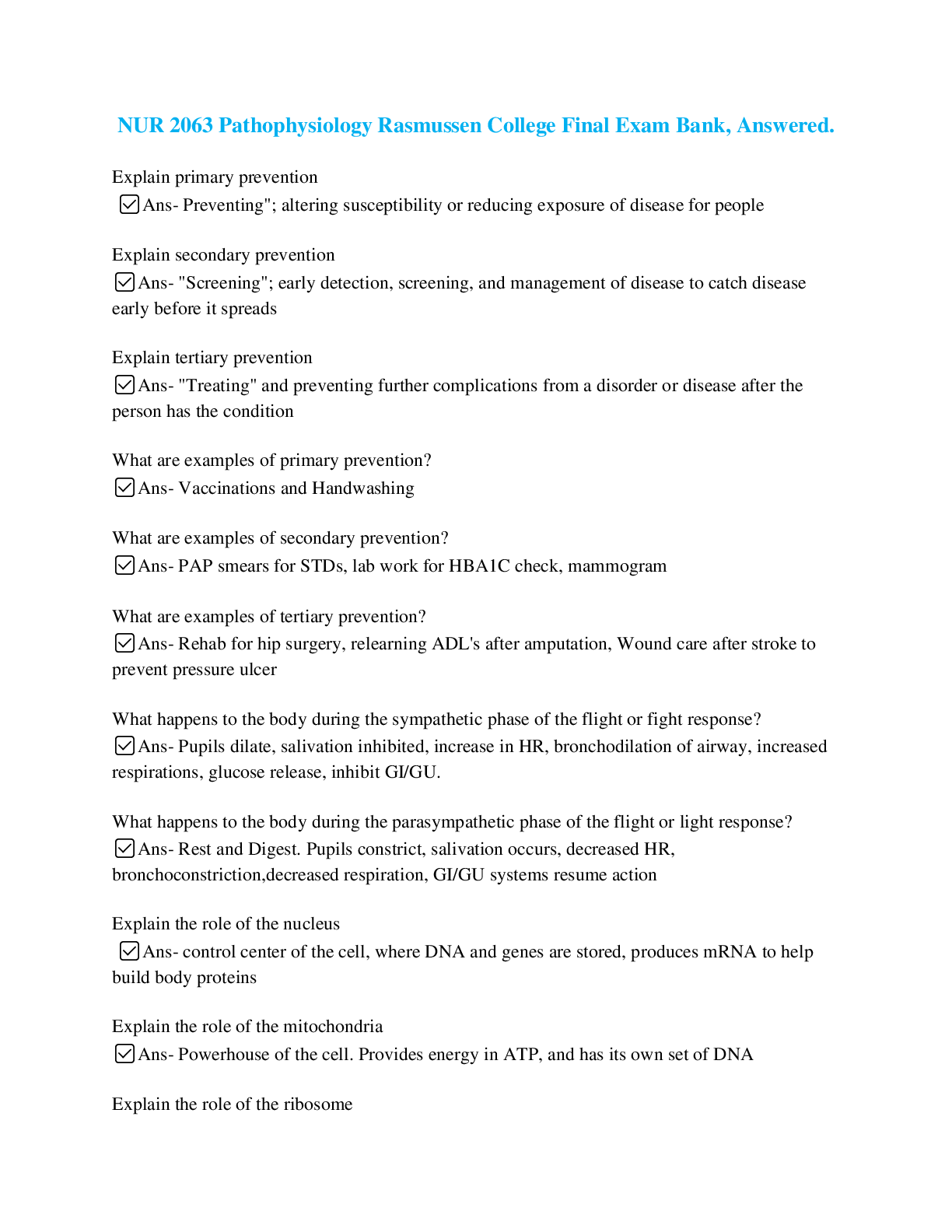 Preview image for NUR 2063 Pathophysiology Rasmussen College Final Exam